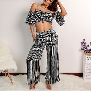Glamaker 2 piece crop top pants set size small